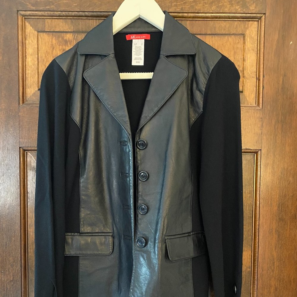 Anne Klein Leather Blazer Jacket